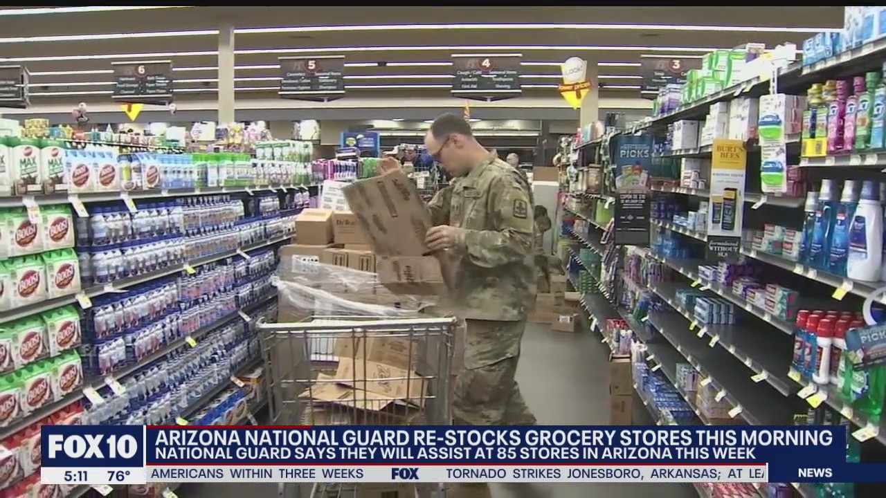 Arizona National Guard re-stocks grocery stores