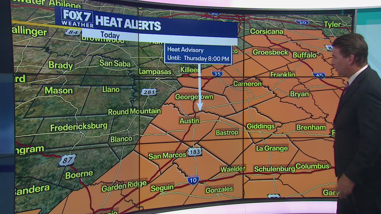 Heat advisory for parts of Central Texas