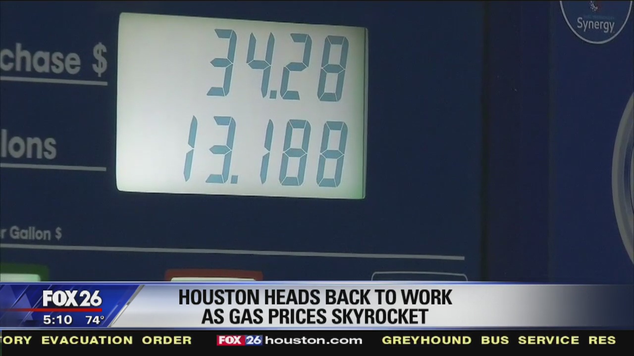 Houston heads back to work, gas prices skyrocket