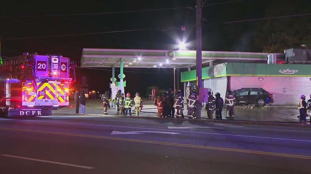 Vehicle crashes into BP gas station in DeKalb County