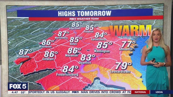 DC weather: Sunny, warm Monday with highs in the upper-70s