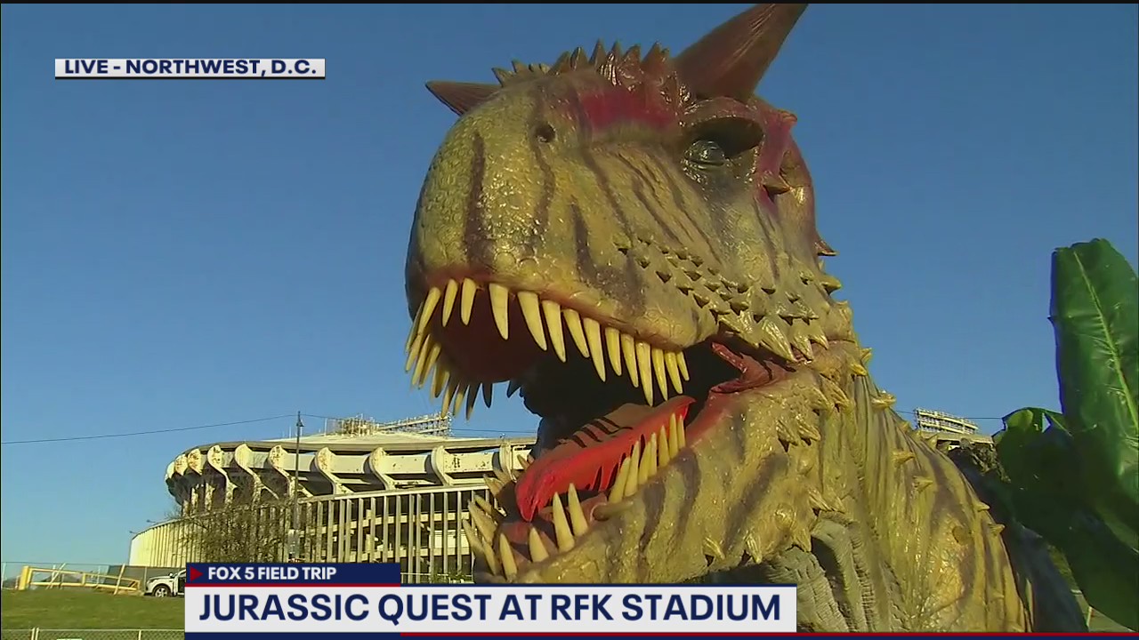Life-sized dinosaurs at Jurassic Quest at RFK Stadium