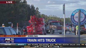 Trains hit truck in Cocoa