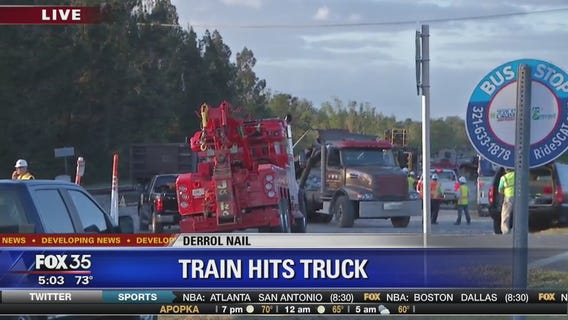 Trains hit truck in Cocoa