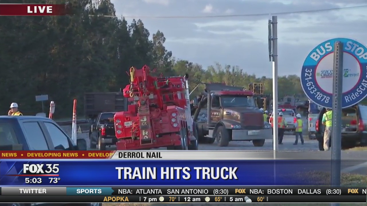 Trains hit truck in Cocoa