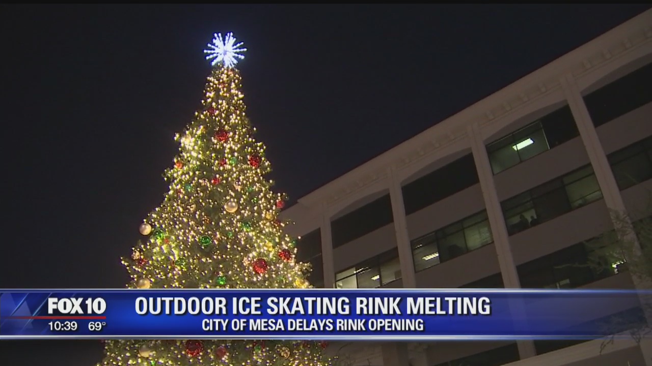 Too warm for outdoor ice skating at Mesa's Merry Main Street