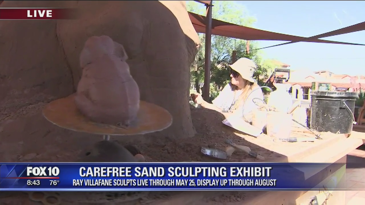 Ray Villafane sculpts at the Carefree Sand Sculpting Exhibit