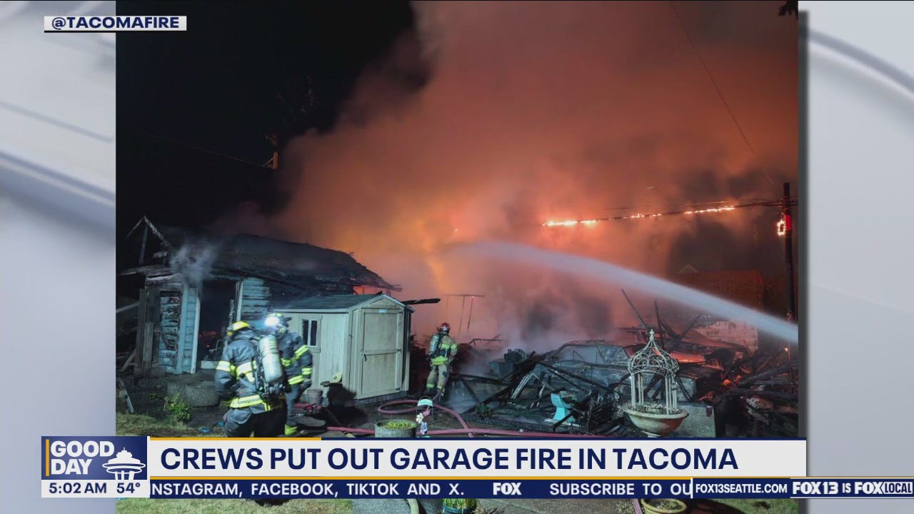 Crews put out garage fire in Tacoma