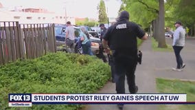 Protesters stage outside speaking event featuring anti-trans activists at UW in Seattle