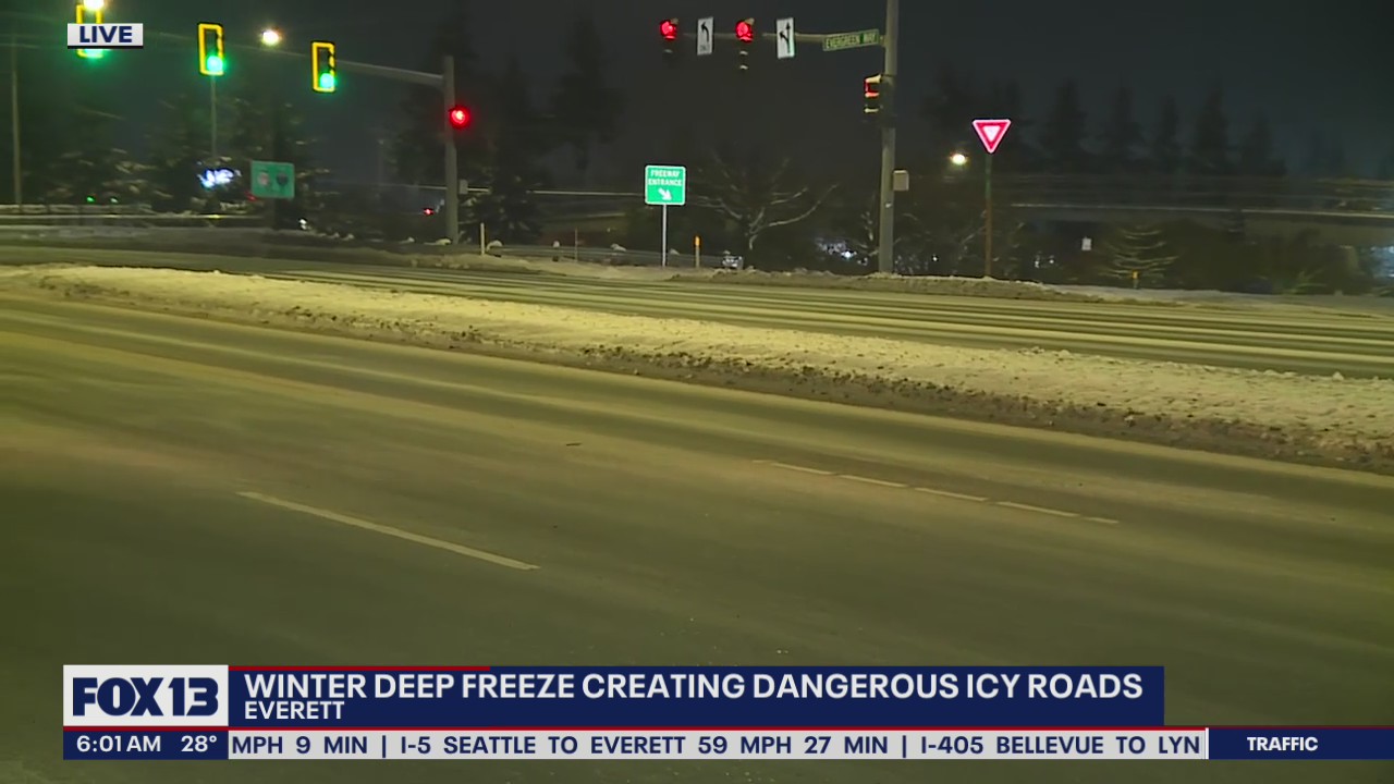 Winter deep freeze creating dangerous road conditions