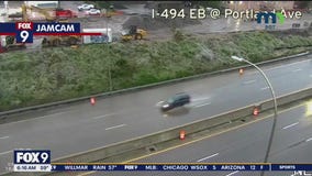 Heavy rains causing pooling water on I-494