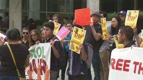 ICE immigration rally held in Downtown Los Angeles