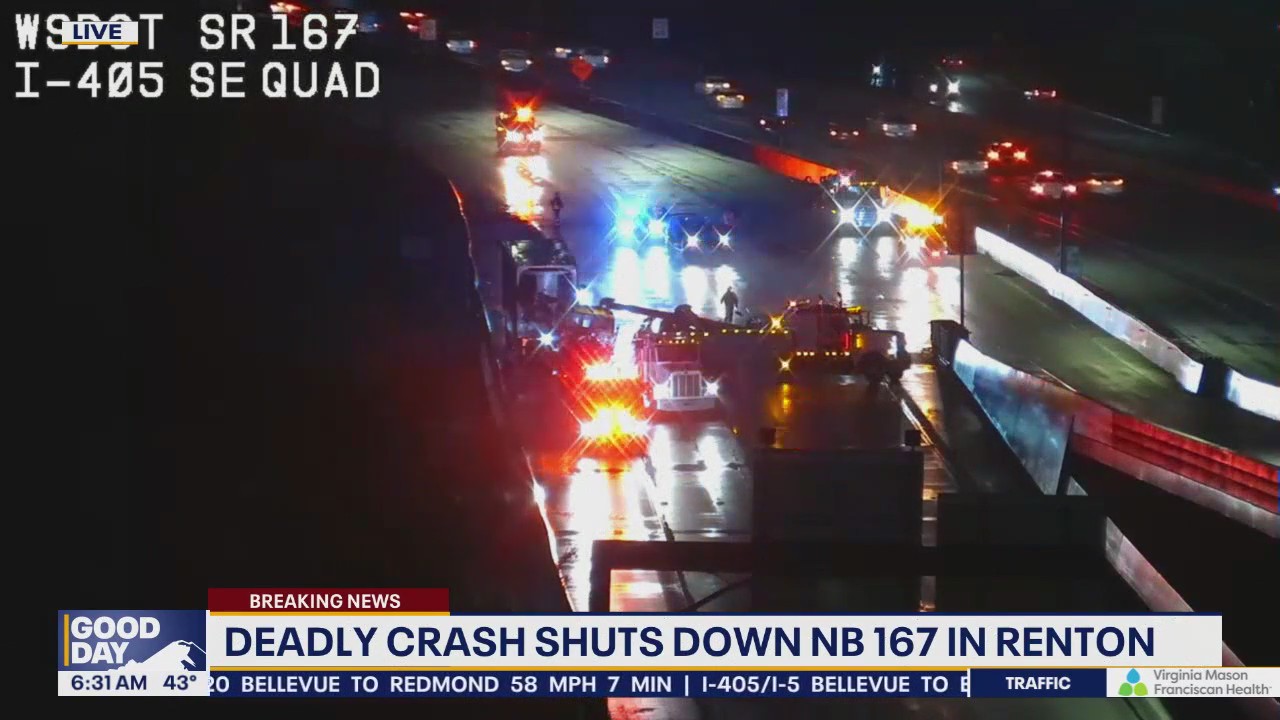 Deadly crash shuts down northbound SR-167 in Renton, WA | FOX 13 Seattle