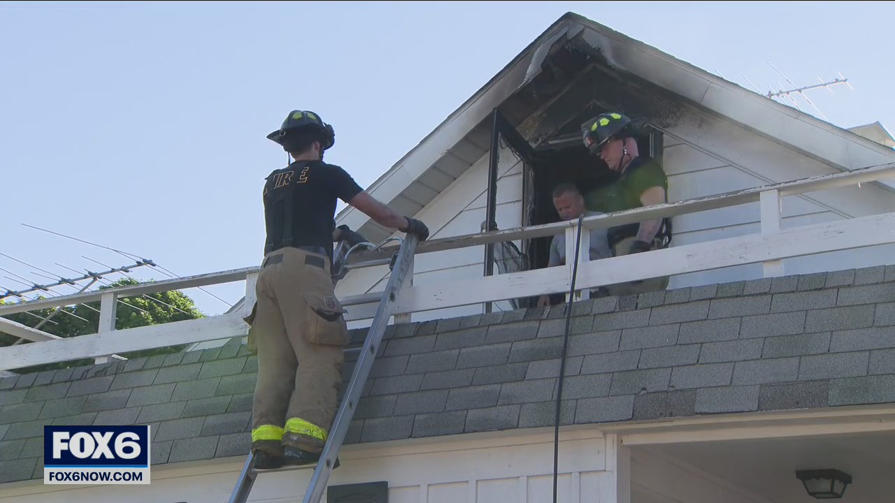 Racine house fire; man rescued from balcony | FOX6 Milwaukee