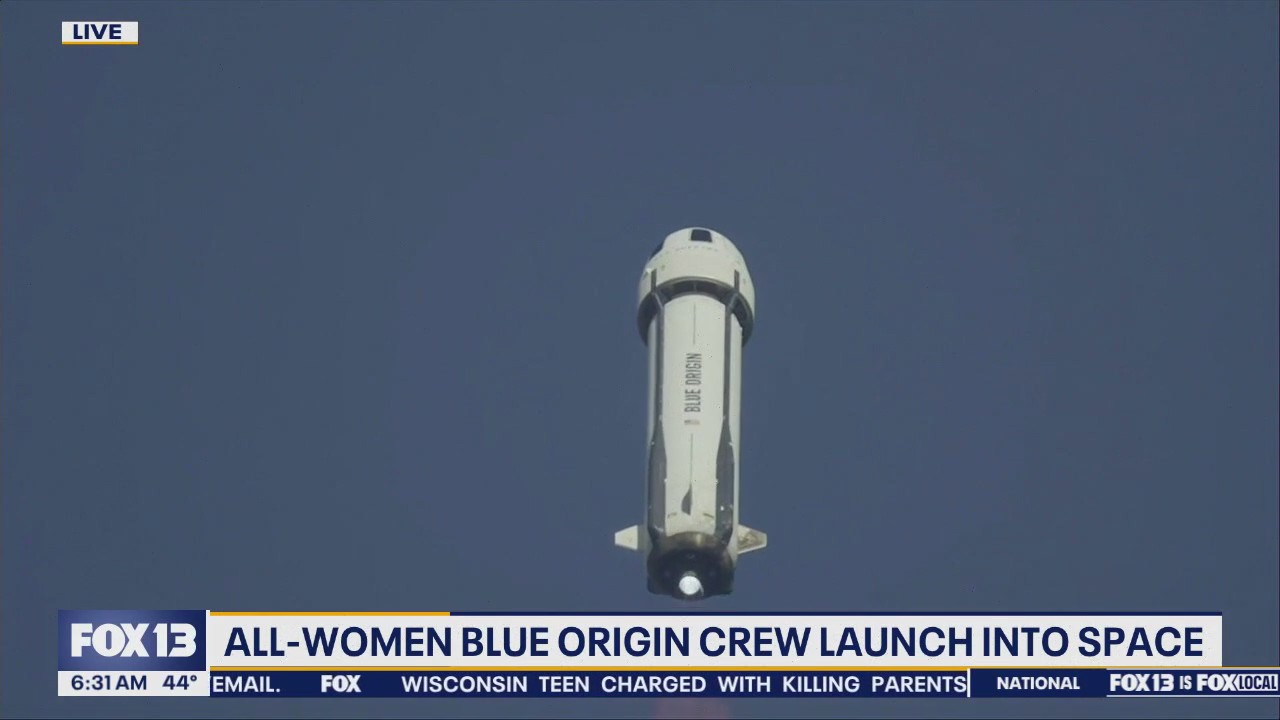 All-women Blue Origin crew launch into space