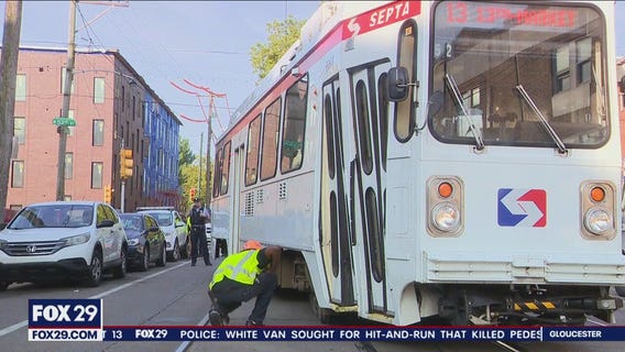 4 injured after car runs red light, derails SEPTA trolley in Kingsessing