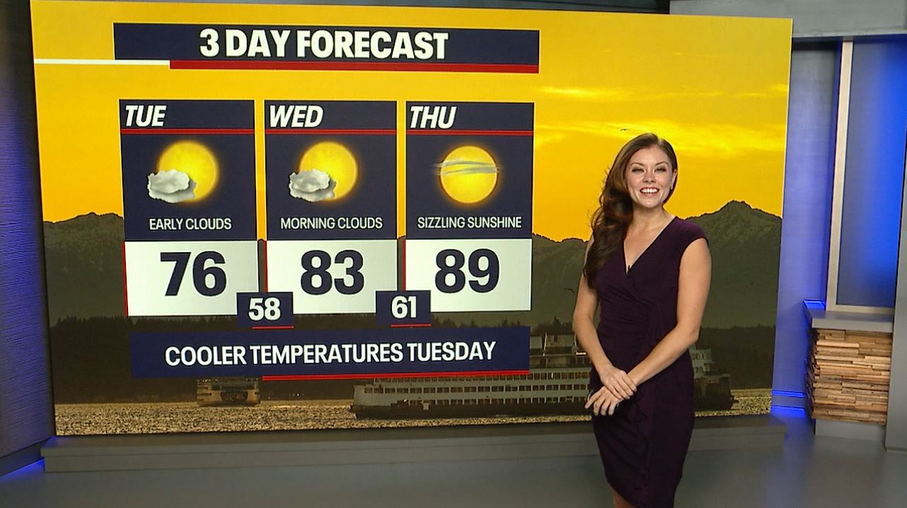 Seattle weather: Cooler temperatures, early clouds Tuesday