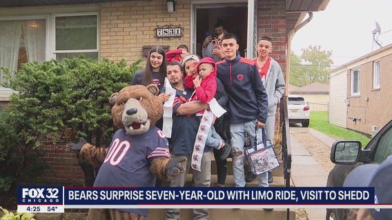 Bears surprise 7-year-old with limo ride, visit to Shedd