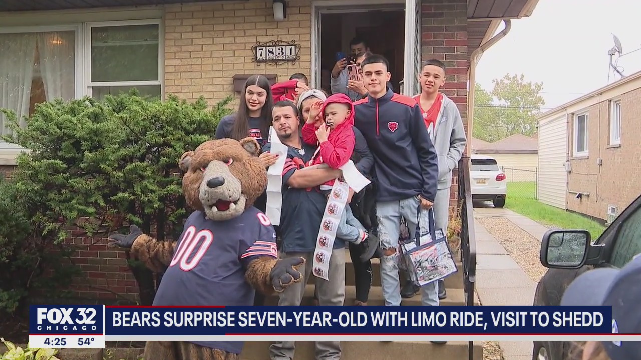 Bears surprise 7-year-old with limo ride, visit to Shedd