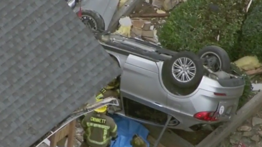 Car flips into building in Norcross | FOX 5 Atlanta