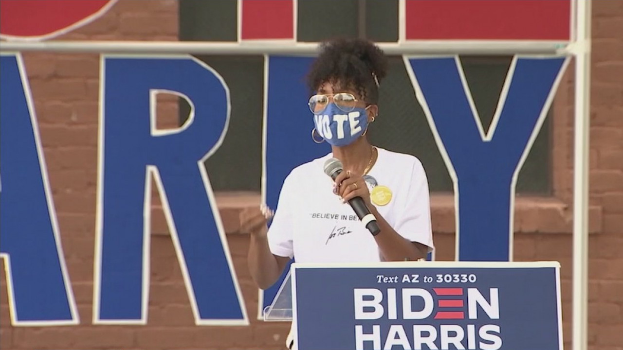 Actress Kerry Washington appears at Biden campaign's Get Out the Vote rally in Phoenix