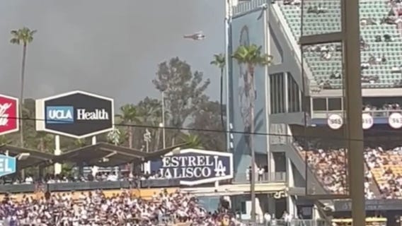 View of brushfire from Dodger Stadium