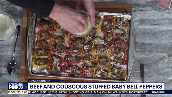Beef-and-couscous-stuffed baby bell peppers
