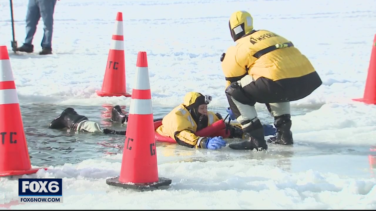 Racine County fire departments hold ice rescue training