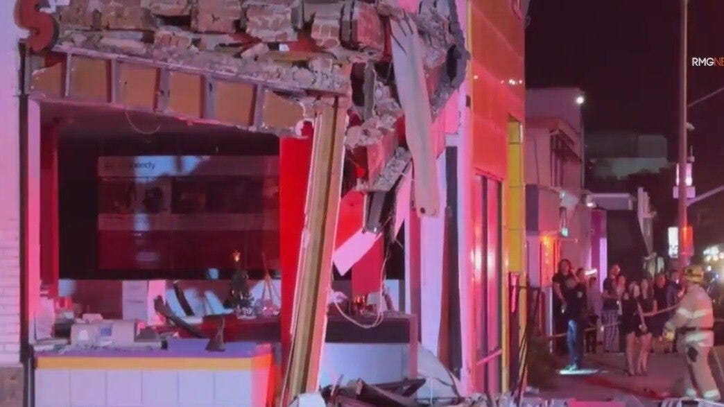 Car slams into Santa Monica building