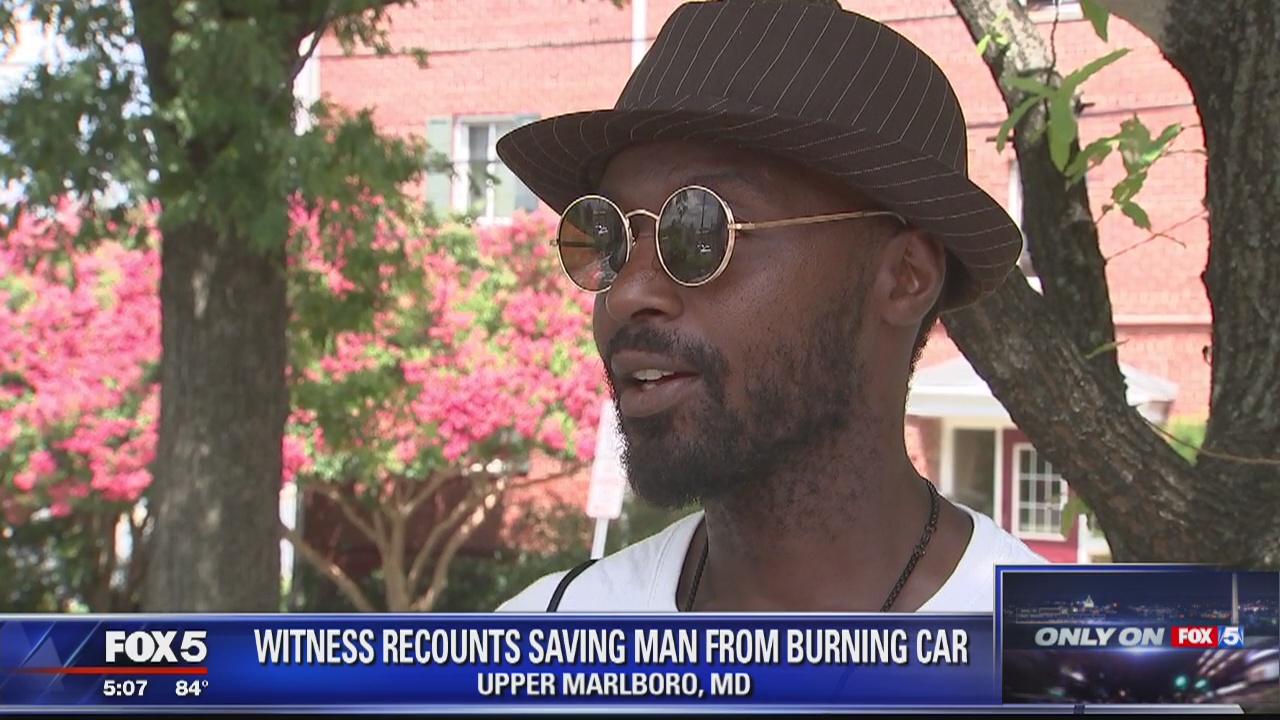 Witness recounts saving man from burning car