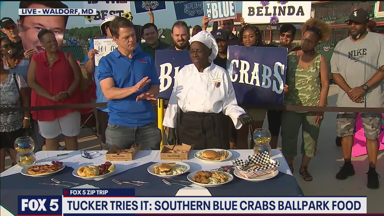 FOX 5 Zip Trip Waldorf: Tucker Tries It! Southern Blue Crabs Ballpark Food