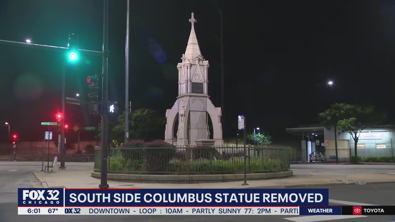 Chicago's third Christopher Columbus statue removed overnight