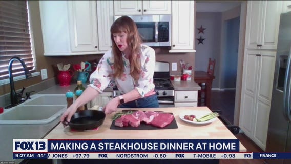 Making a steakhouse dinner at home
