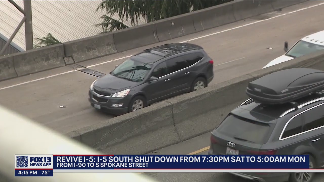 I-5 South shut down from 7:30 p.m. Saturday to 5 a.m. Monday