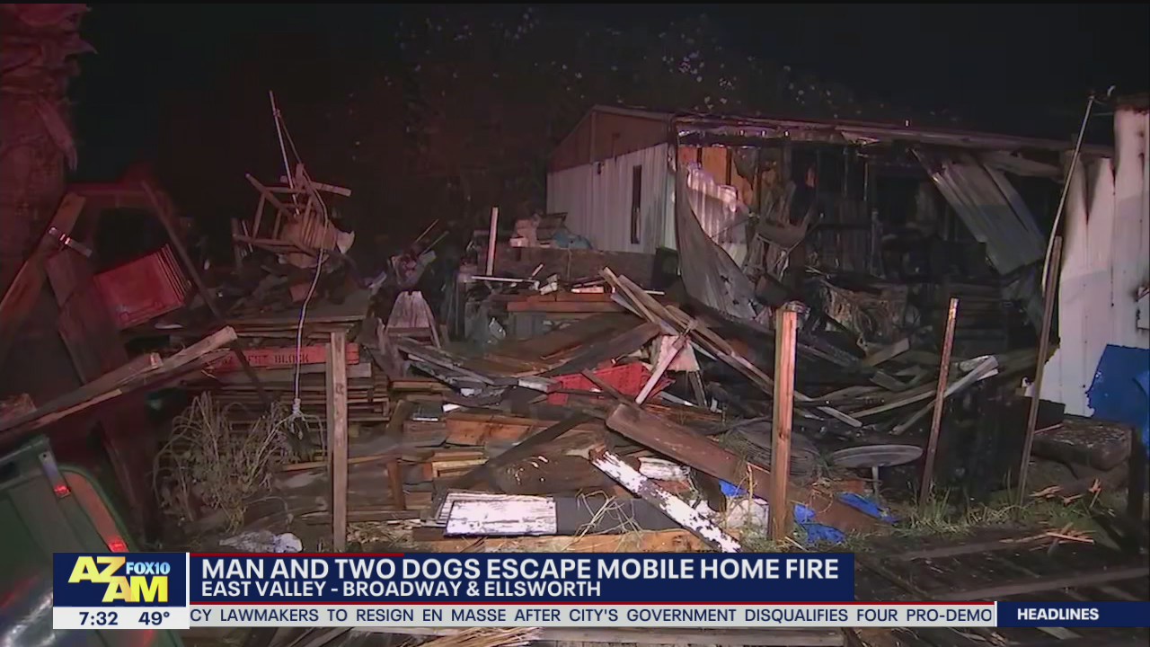 Man, 2 dogs escape mobile home fire in Mesa