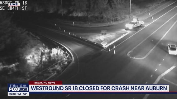 Westbound SR 18 closed for crash near Auburn