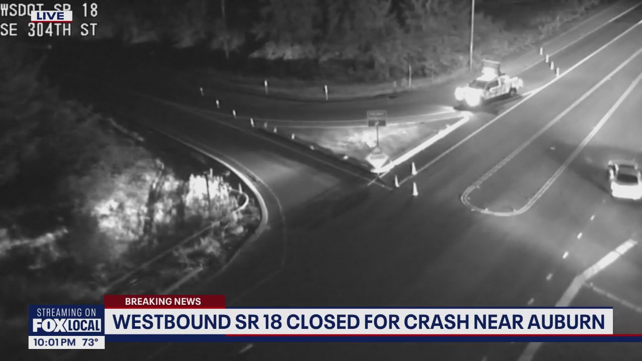 Westbound SR 18 closed for crash near Auburn