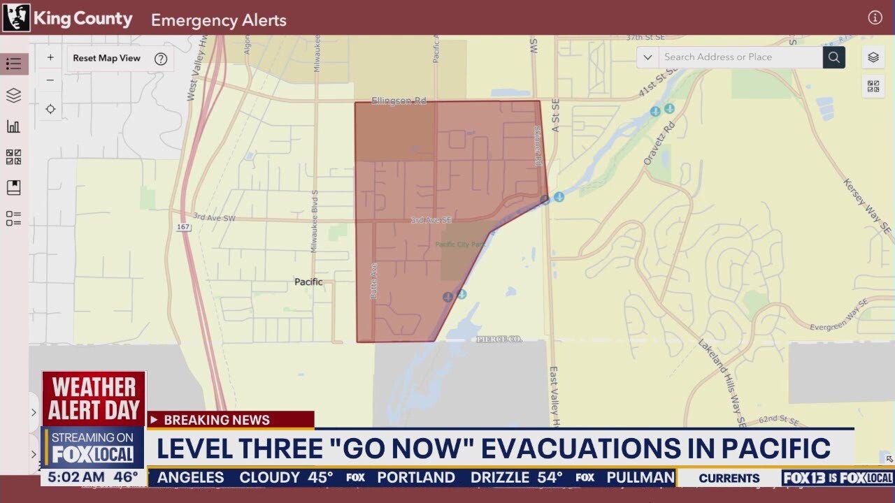 Level 3 'Go Now' Evacuations in Pacific, WA