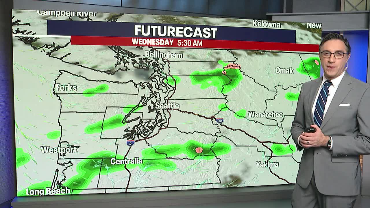 Mostly cloudy skies Wednesday with a few showers