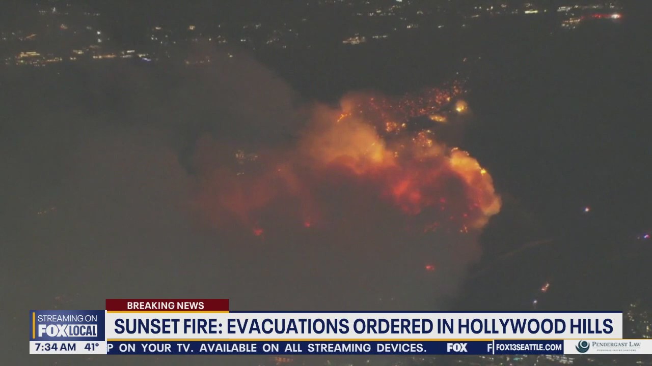 CA Sunset Fire: Evacuations ordered in Hollywood Hills | FOX 13 Seattle
