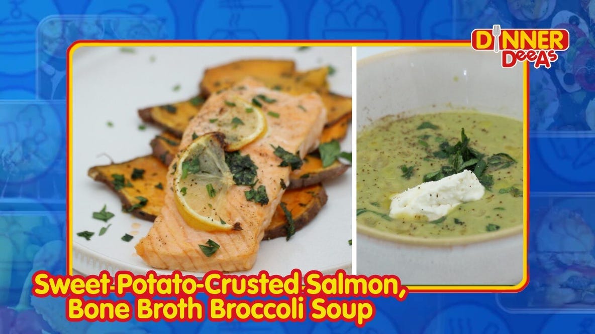 Longevity Diet: Sweet Potato Crusted Salmon & Gut-Healing Broccoli Soup | Dinner DeeAs