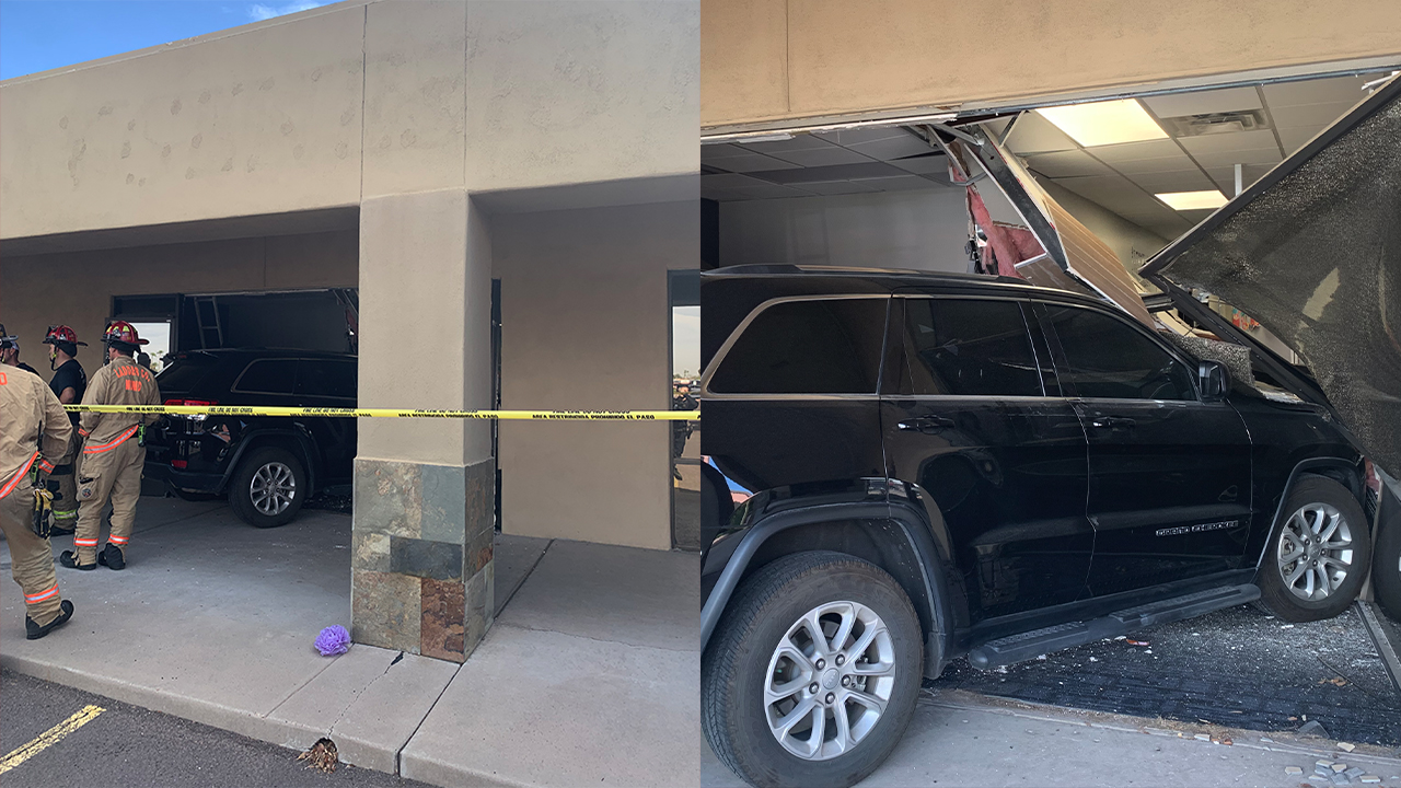 Woman crashes car into Mesa building