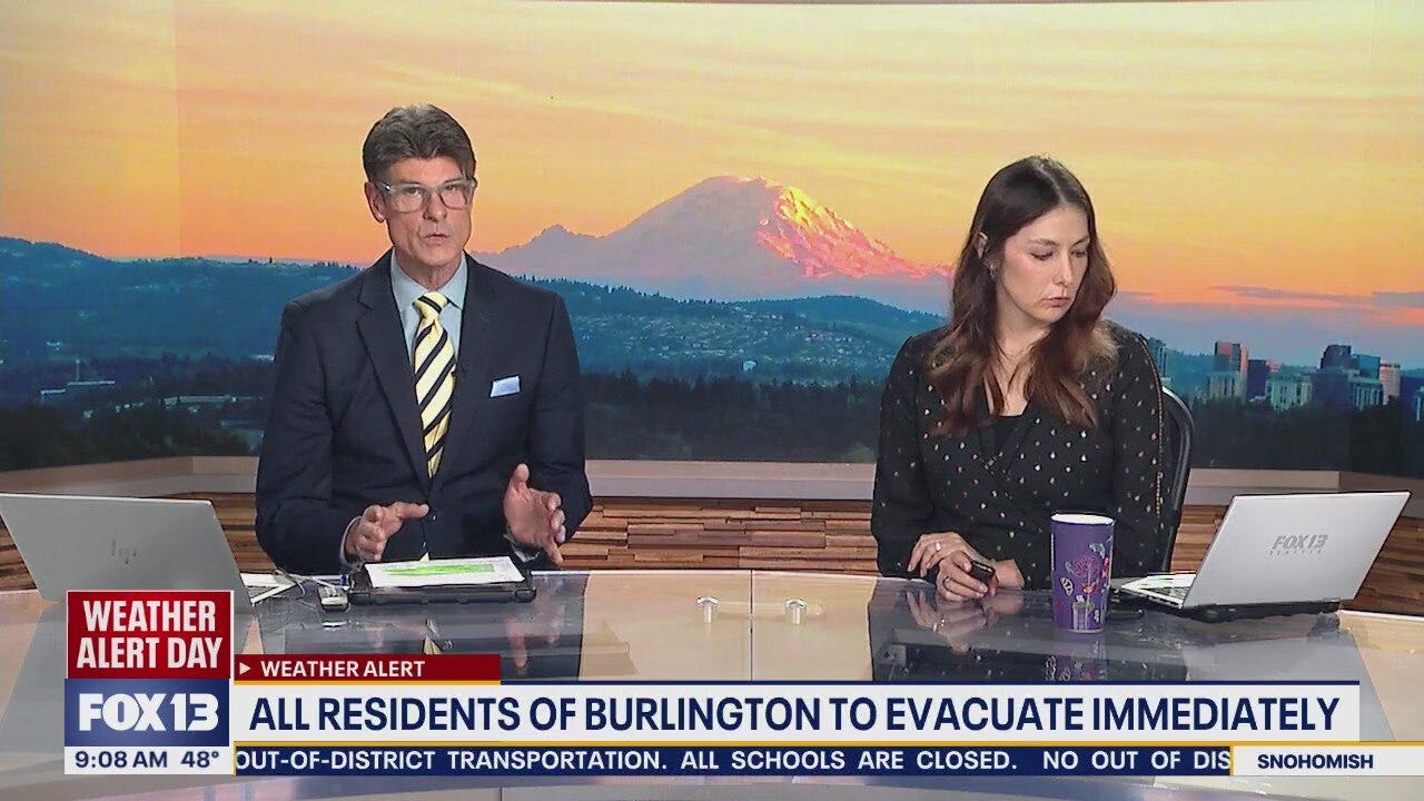 All residents of Burlington, WA to evacuate immediately due to flooding