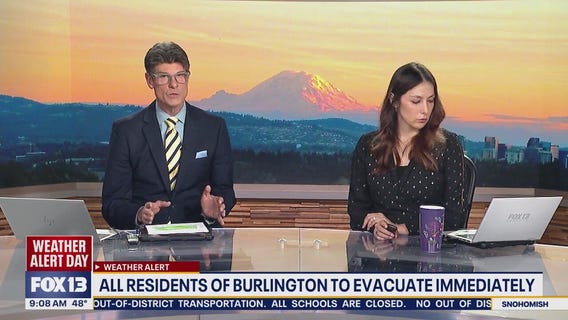 All residents of Burlington, WA to evacuate immediately due to flooding