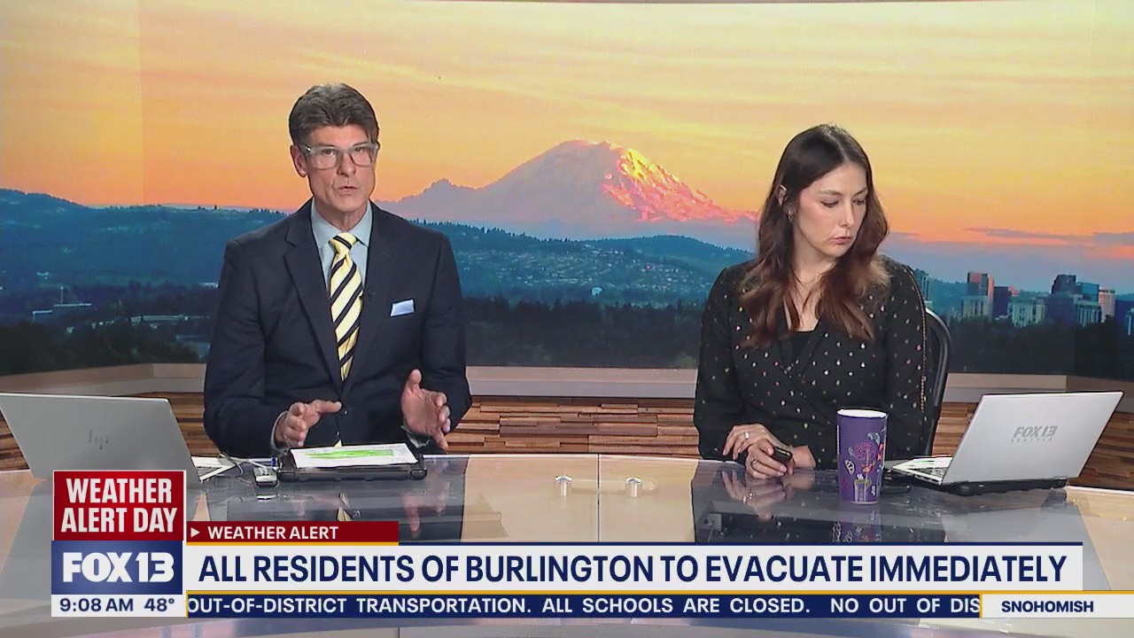 All residents of Burlington, WA to evacuate immediately due to flooding