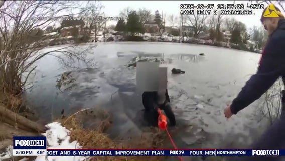 3 kids rescued after falling into frozen lake
