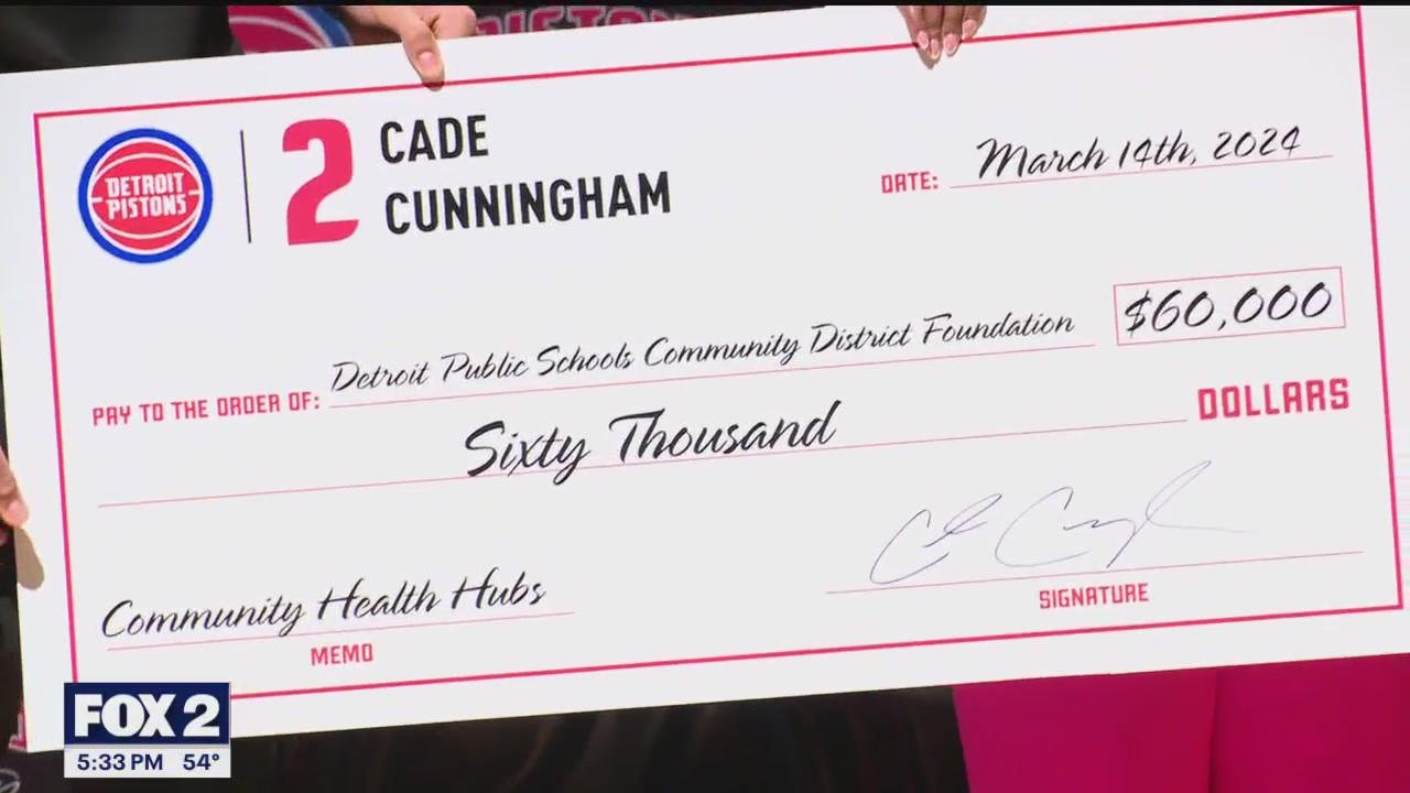 Pistons' Cade Cunningham donates $60K to DPSCD
