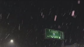 Snow showers blanket Cajon Pass