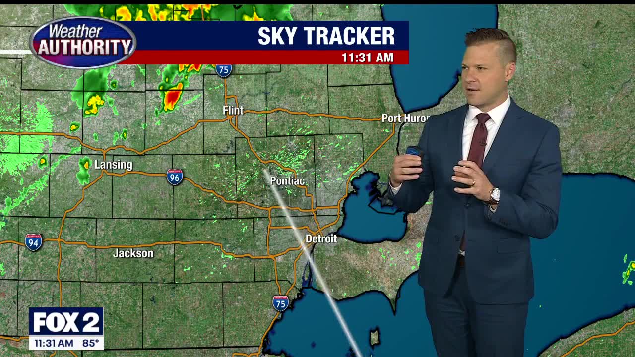 Rain and scattered storms are likely today especially later