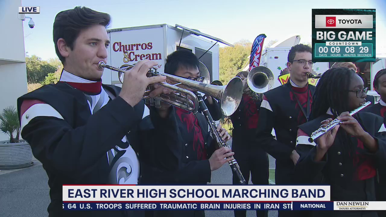 East River High School Marching Band performs on Good Day Orlando